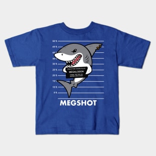 Megshot Funny Megalodon Shark Mugshot Cartoon Meme Kids T-Shirt